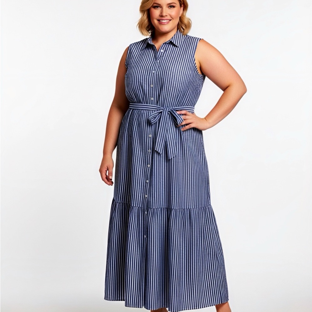 Tommy Hilfiger Navy Striped Maxi Dress